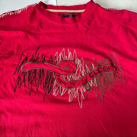Vintage 1990s Coogi Embroidered T Shirt Cropped Boxy Red XL GUC - Picture 2 of 12